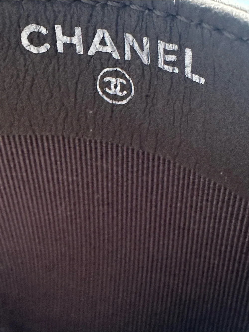 CHANEL Beige Quilted Lambskin Classic Card Case Gunmetal CC Logo Box